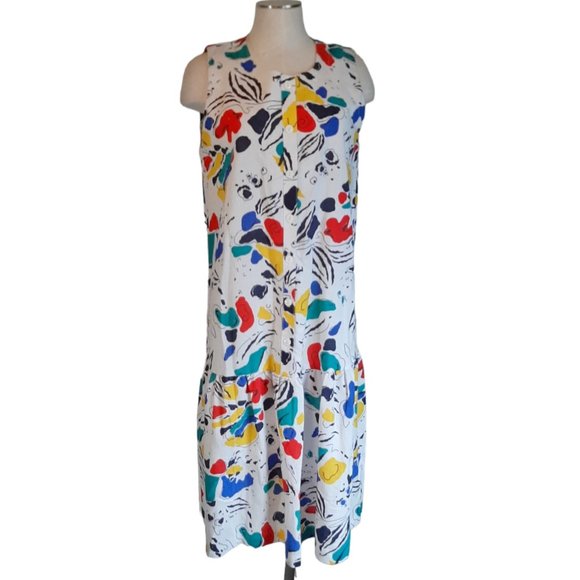 VTG Puccini 80's Button Front Paint Splatter Sleeveless Dress SZ S - Picture 1 of 12